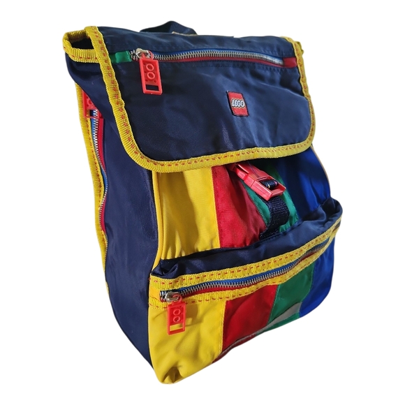 Vintage LEGO Primary Color Block Backpack Retro 90s Nylon School Bag Kids - Picture 4 of 11